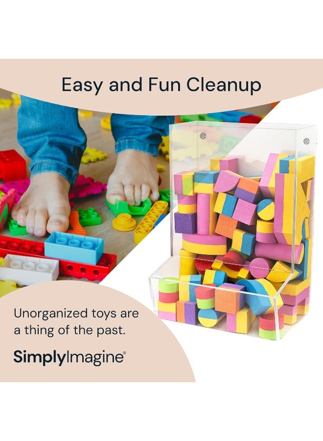SimplyImagine Hanging Acrylic Toy Dispensers (Single Divided) - Playroom Storage Acrylic Bin - Wall Toy Storage - Wall Bin for Playroom Organization And Storage - Image 2